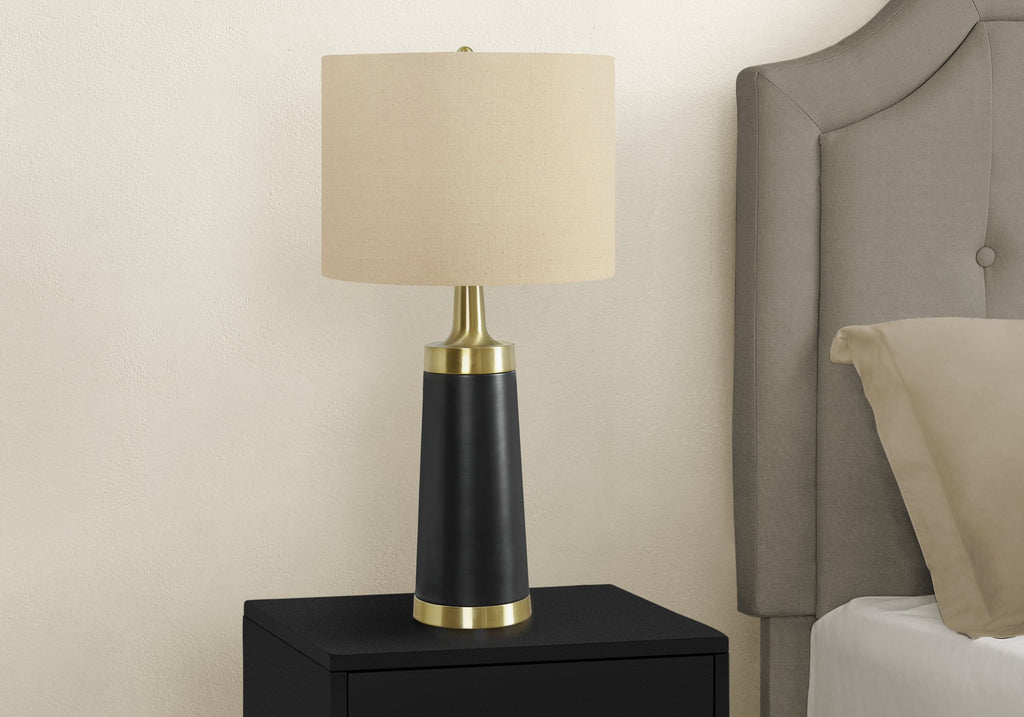 Lighting, 28'h, Table Lamp, Black Metal, Beige Shade, Contemporary