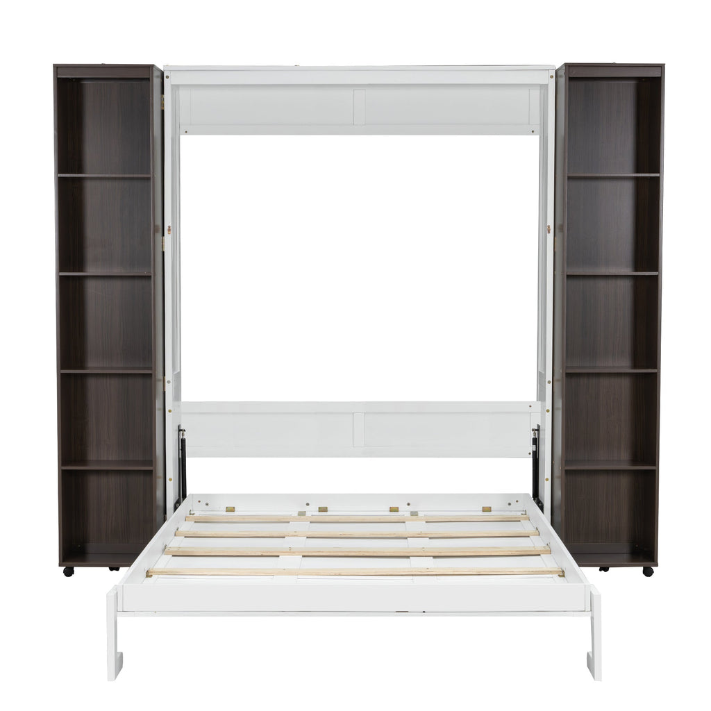 Queen Murphy Bed Wall Bed with Storage Doors, Espresso