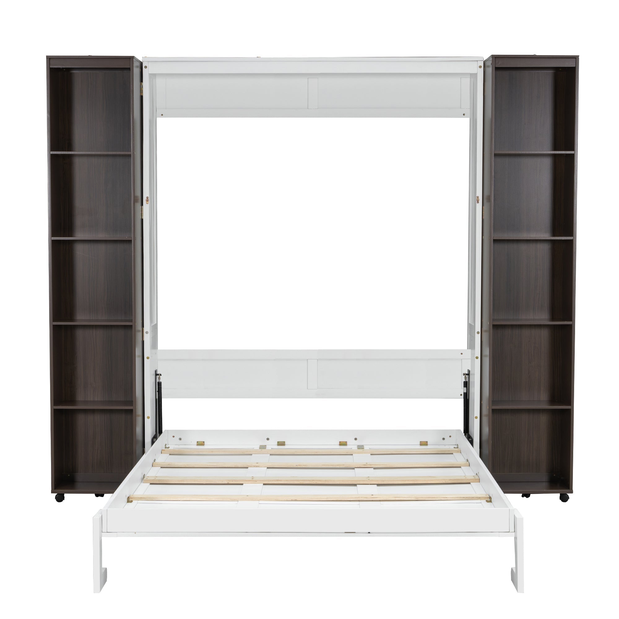 Queen Murphy Bed Wall Bed with Storage Doors, Espresso
