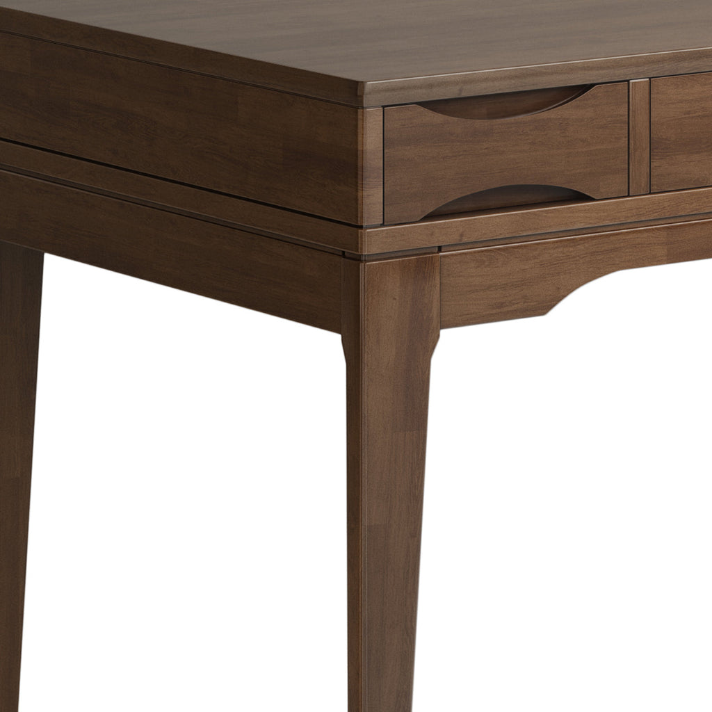 Harper 48 inch Wide Solid Hardwood Mid-Century Modern Small Desk in Walnut Brown