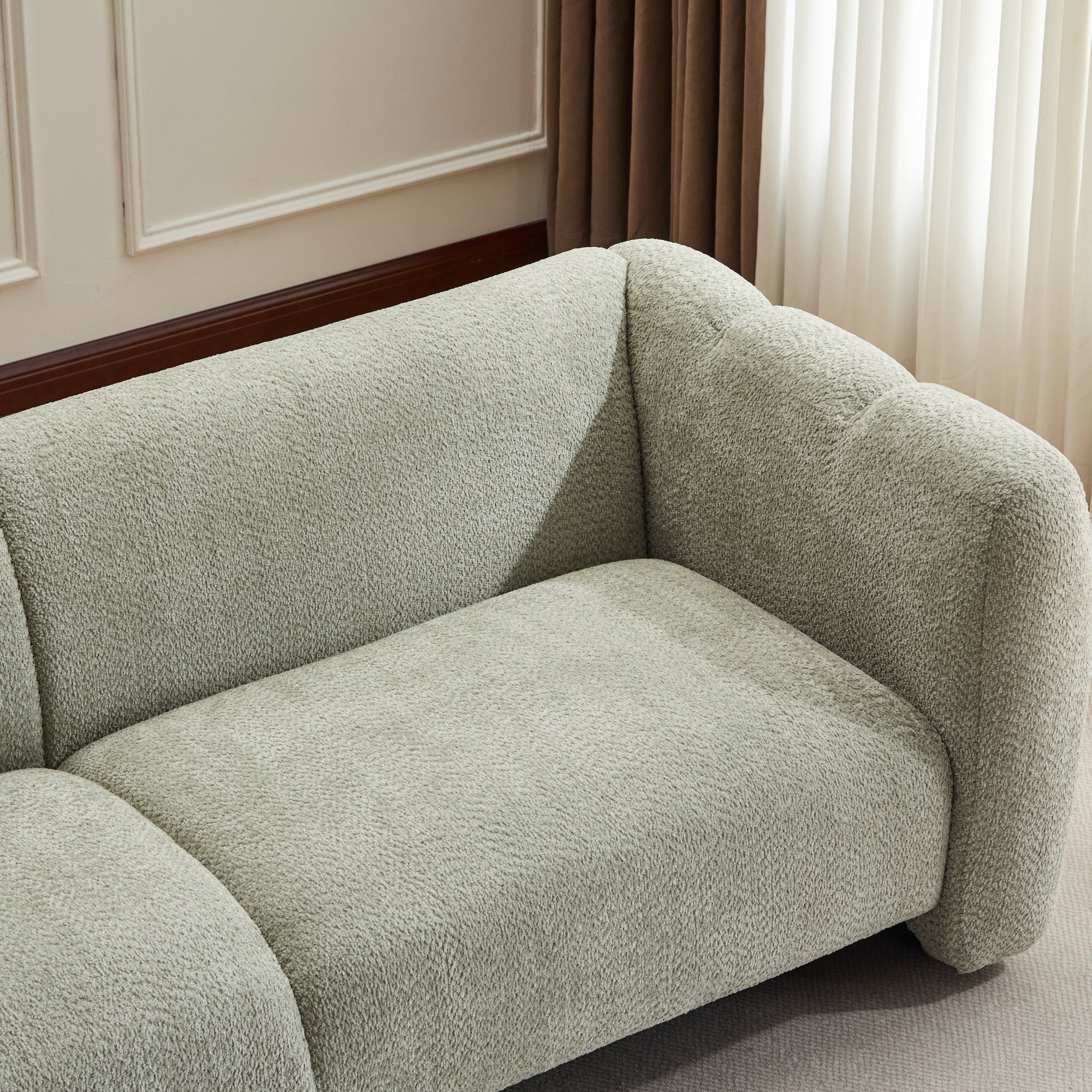 Tonson 83' 3-Seater Sofa,Wave Design, Living Rooms,Bedrooms,Apartment Office,Light Green