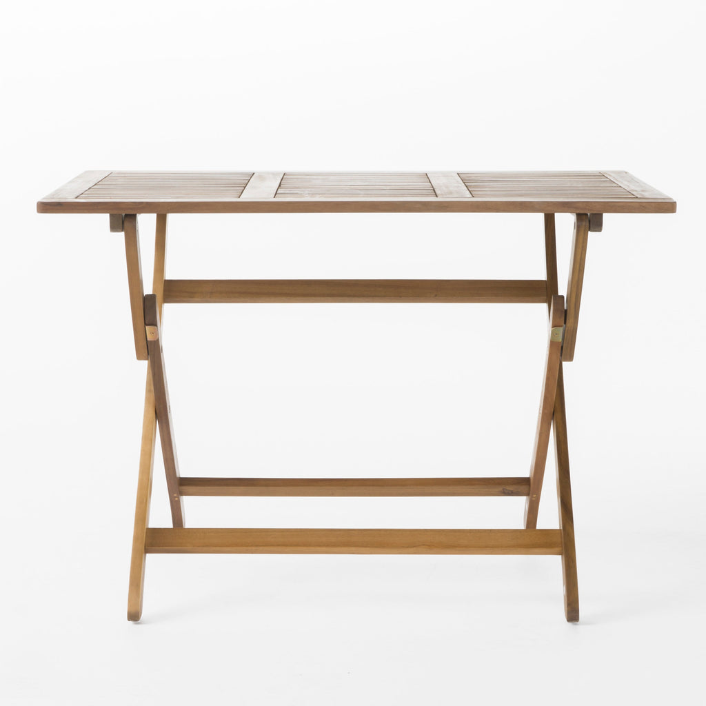 Blissique 43.5' Outdoor Foldable Wood Dining Table with Slat Design, Natural