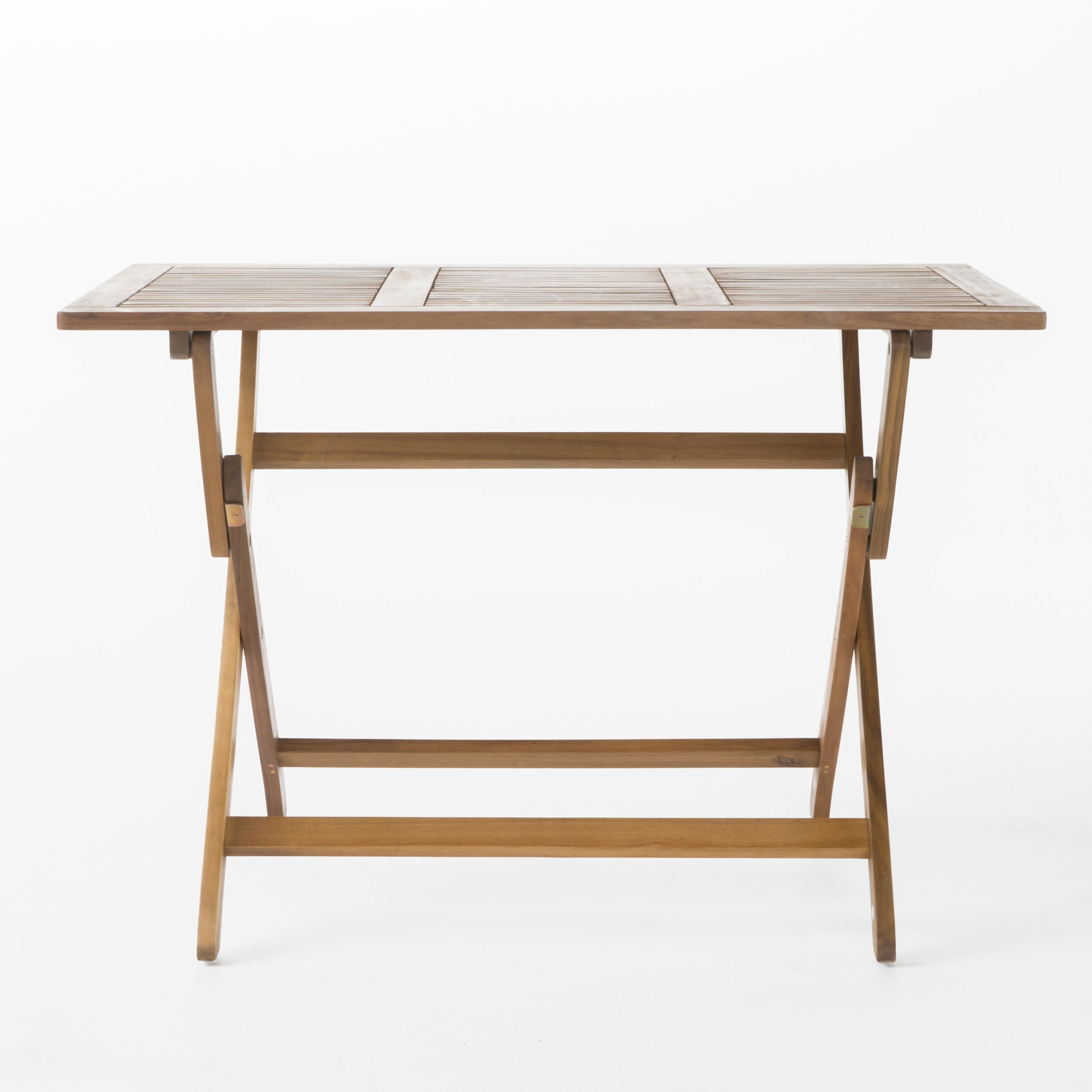Blissique 43.5' Outdoor Foldable Wood Dining Table with Slat Design, Natural
