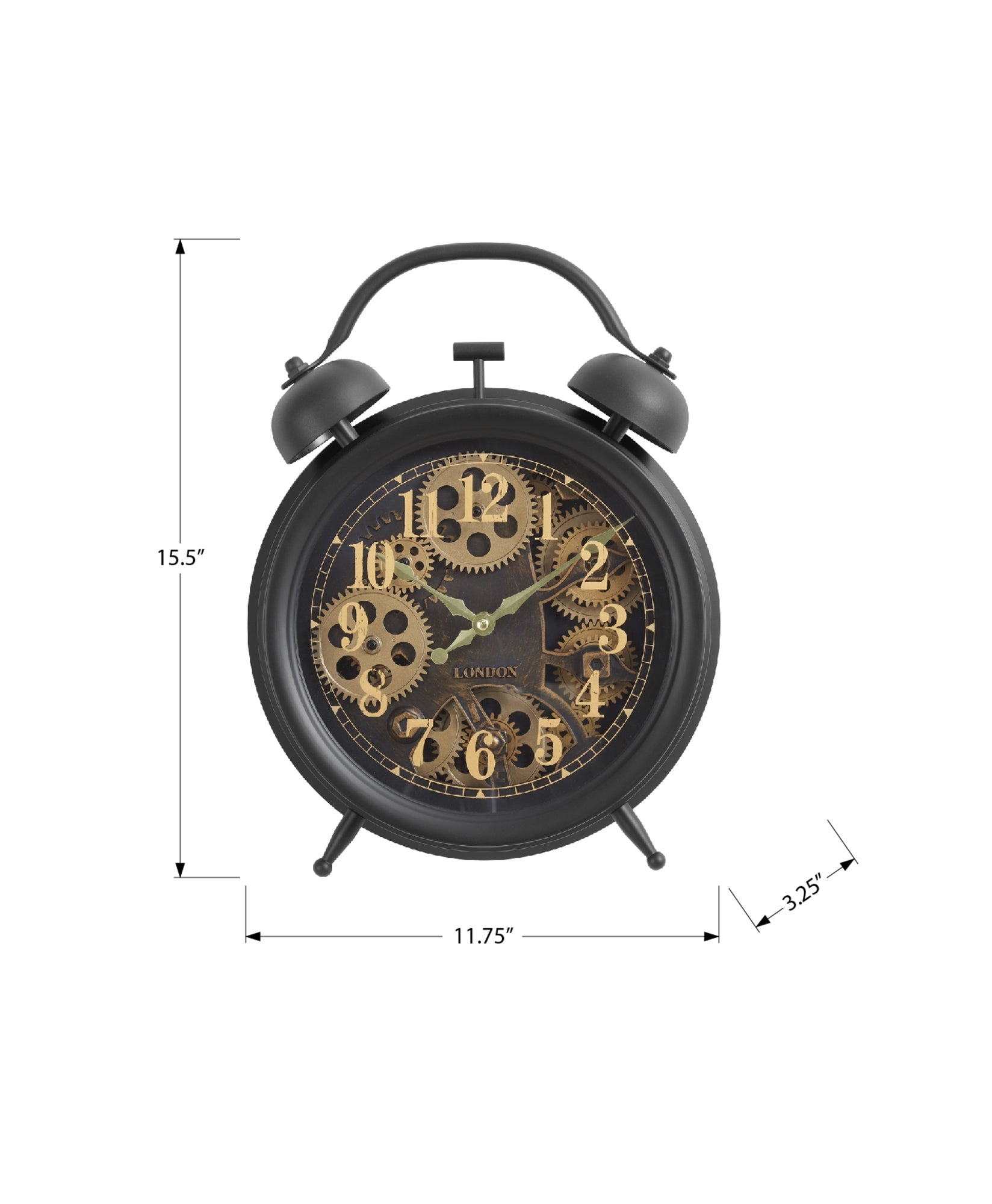 Clocks, 12' Round, Gear Mechanism, Table Clock, Brown, Transitional