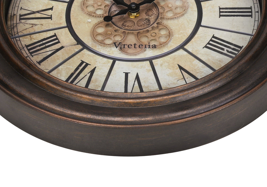 Clocks, 15' Round, Wall Clock, Antique Brown, Transitional