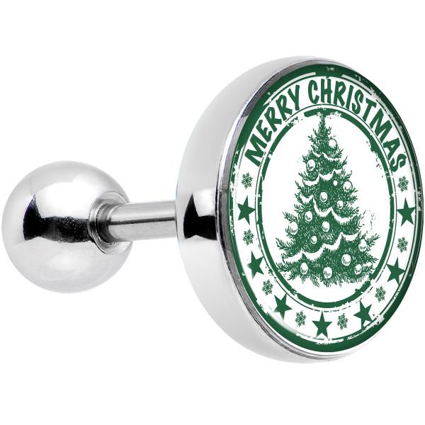 16G 1/4 Merry Christmas Tree Tragus Cartilage Earring