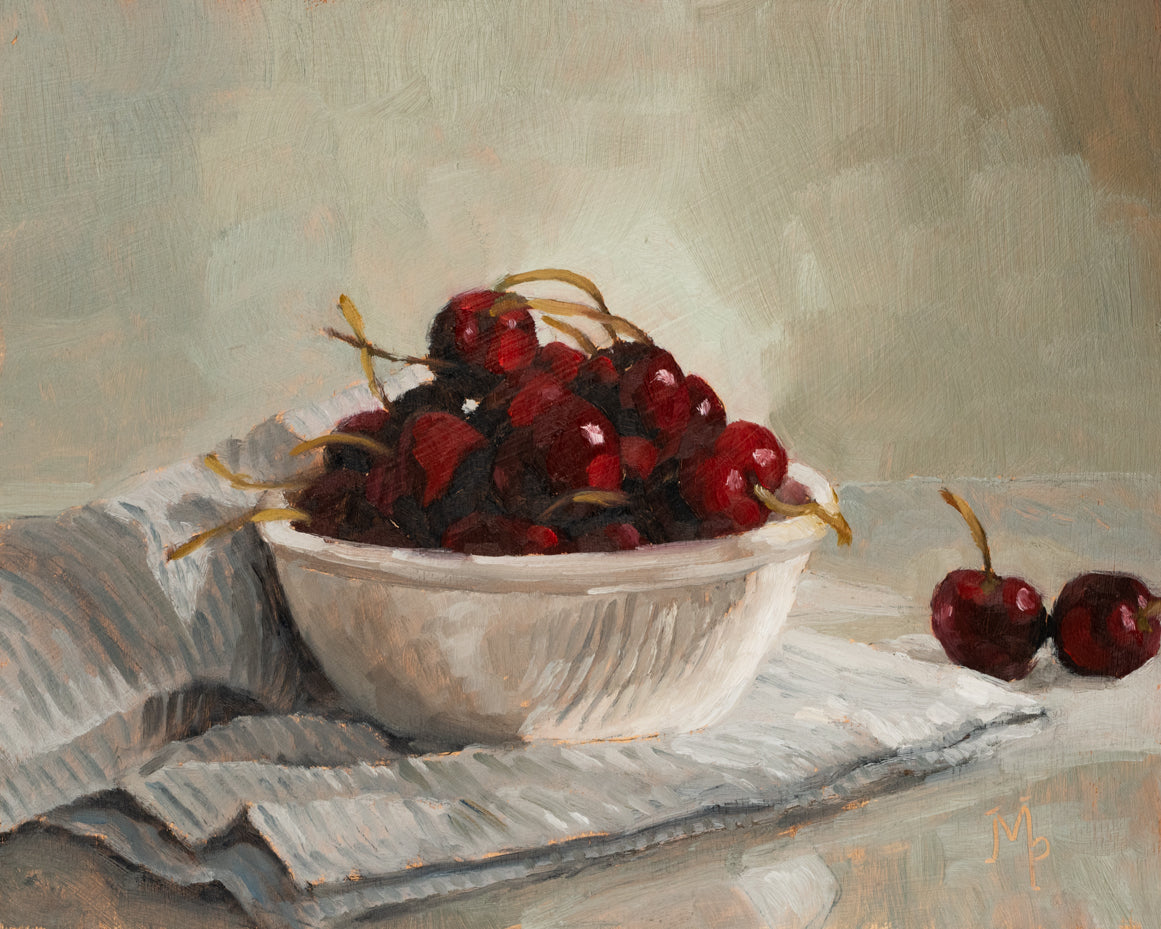 Cherries And Striped Towel Print