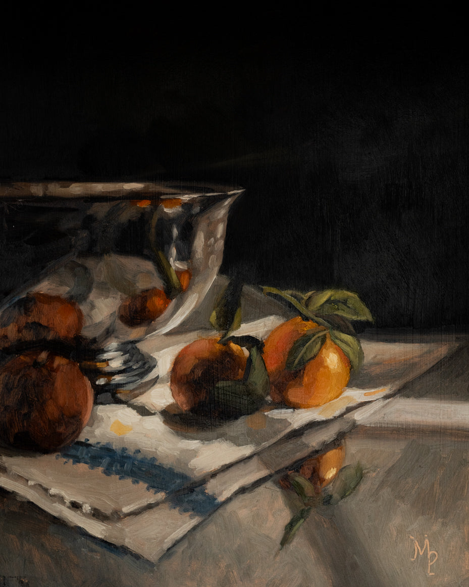 Clementines And Silver Bowl Print