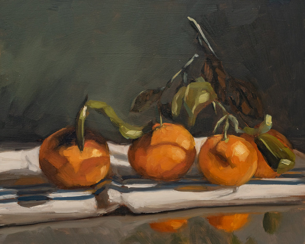 Three Clementines on a Towel Print