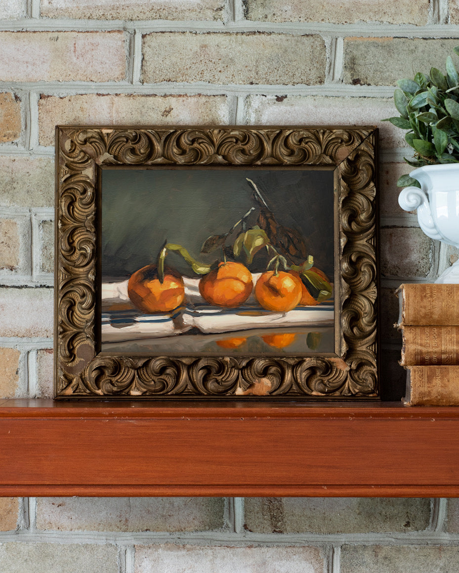 Three Clementines on a Towel Print