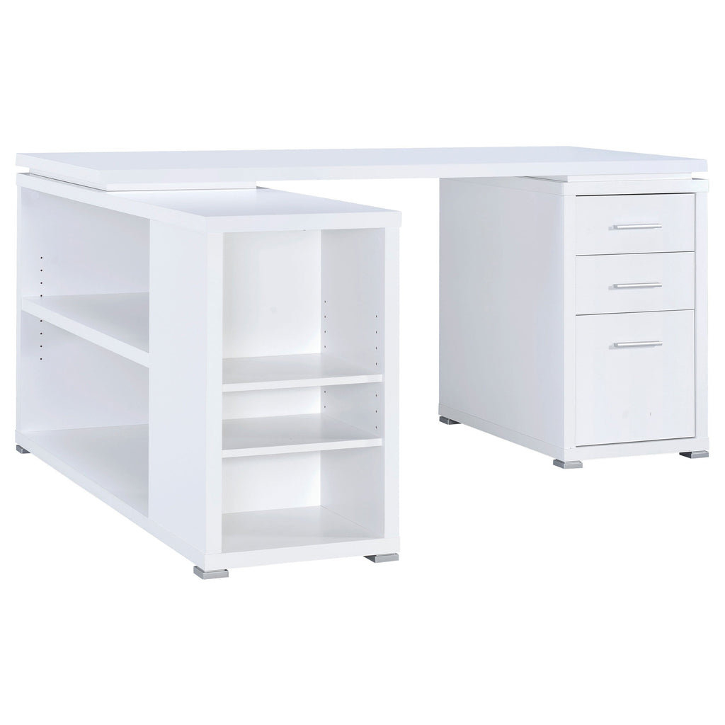 Tona White Driftwood 3-Drawer L-Shape Computer Desk