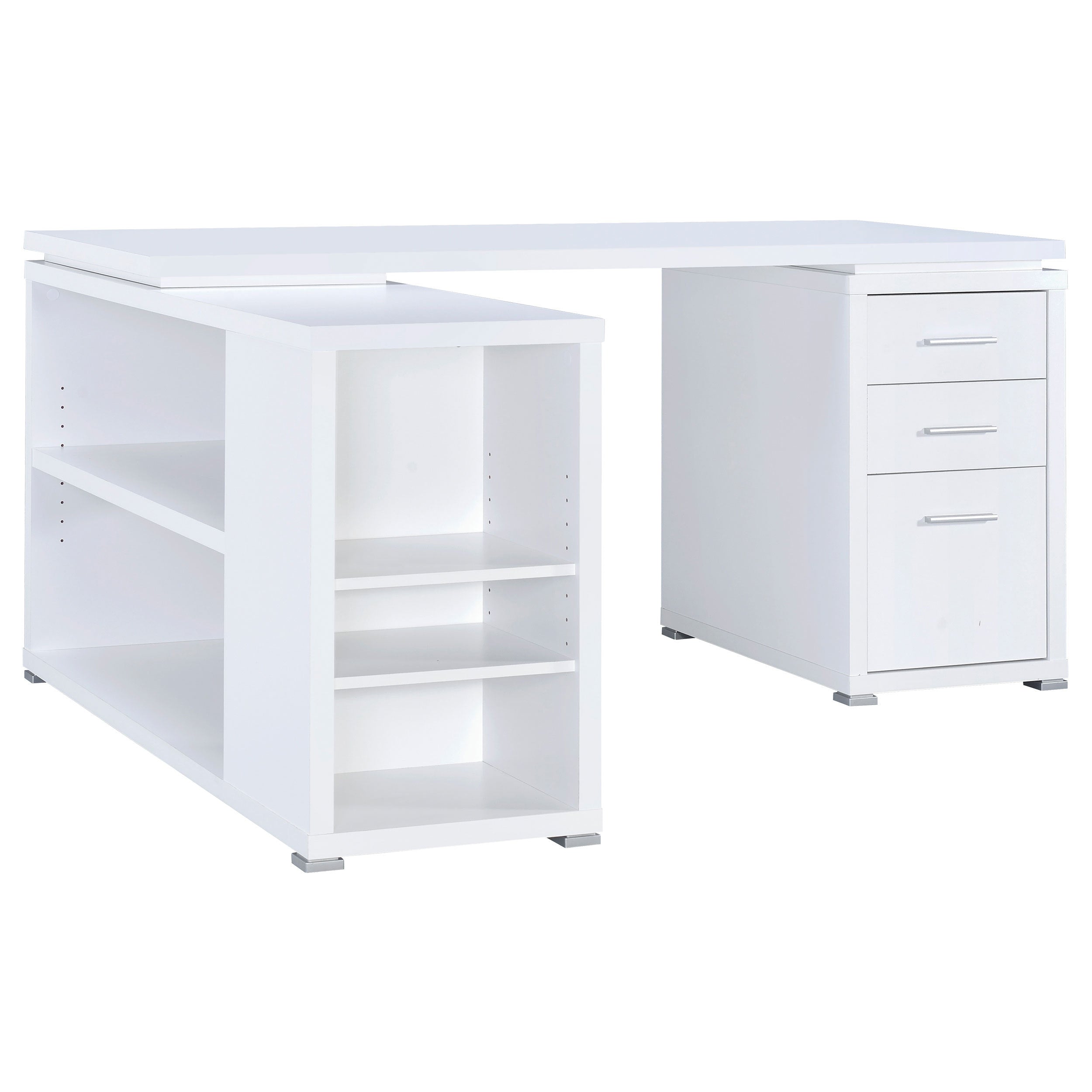 Tona White Driftwood 3-Drawer L-Shape Computer Desk