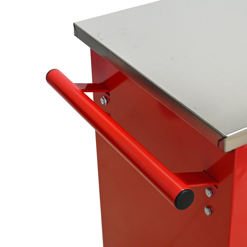 4 Drawers Multifunctional Tool Cart with Wheels,Metal Rolling Tool Cart Storage for Garage Workshop Warehouse Repair Shop--With  Stainless Steel Roof- Red&Black
