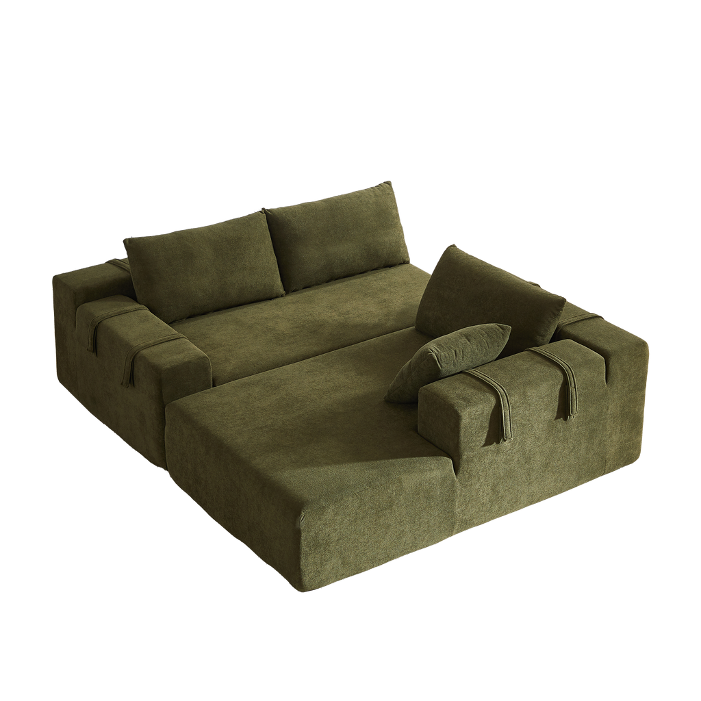 Modern Chenille Upholstered Sectional Sofa Couch Set,Modular 108' L Shaped Sectional Living Room Sofa Set With 6 Pillows,Free Combination Sofa Couch for Living Room,Bedroom(Right Chaise)