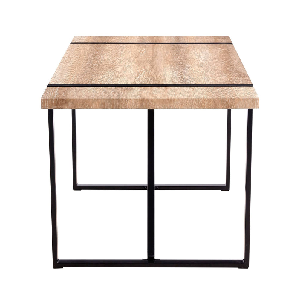 Rustic Industrial Rectangular Wood Dining Table For 4-6 Person, With 1.5' Thick Engineered Wood color Tabletop and Black Metal Legs,Desk For Kitchen Dining Living Room, 55.1' x 31.4'x 29.9'1529W115172