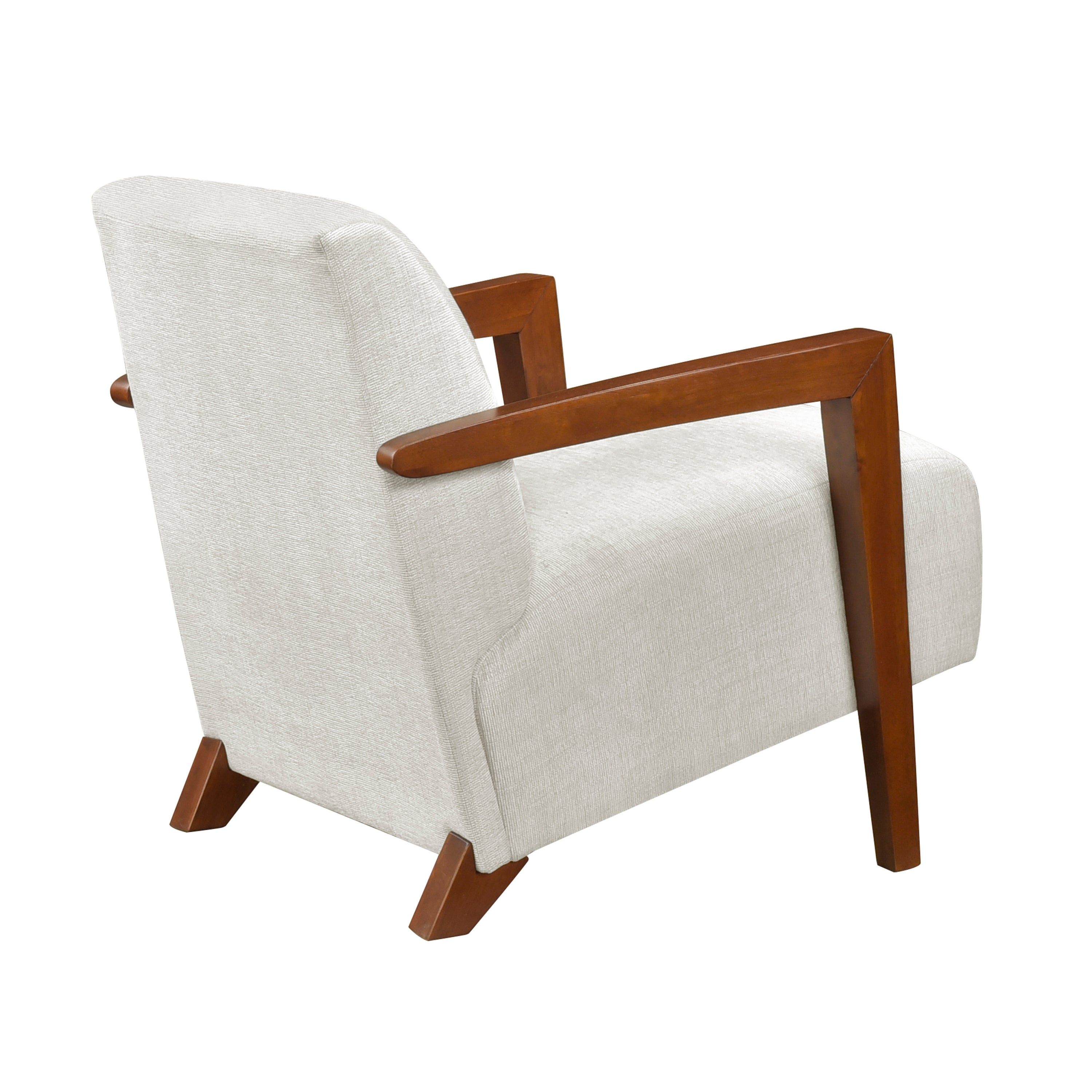 Ultra-Modern Accent Chair Beige Fabric Foam Seat Cushion Solid Wood Luxury Living Room Furniture 1pc