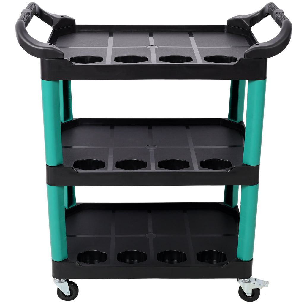 3 Tier Rolling Auto Detail Cart With Wheels,Car Wash Organizer for Detailers Garage, Workshop, Repair Shop, Storage Tool, Green&Black