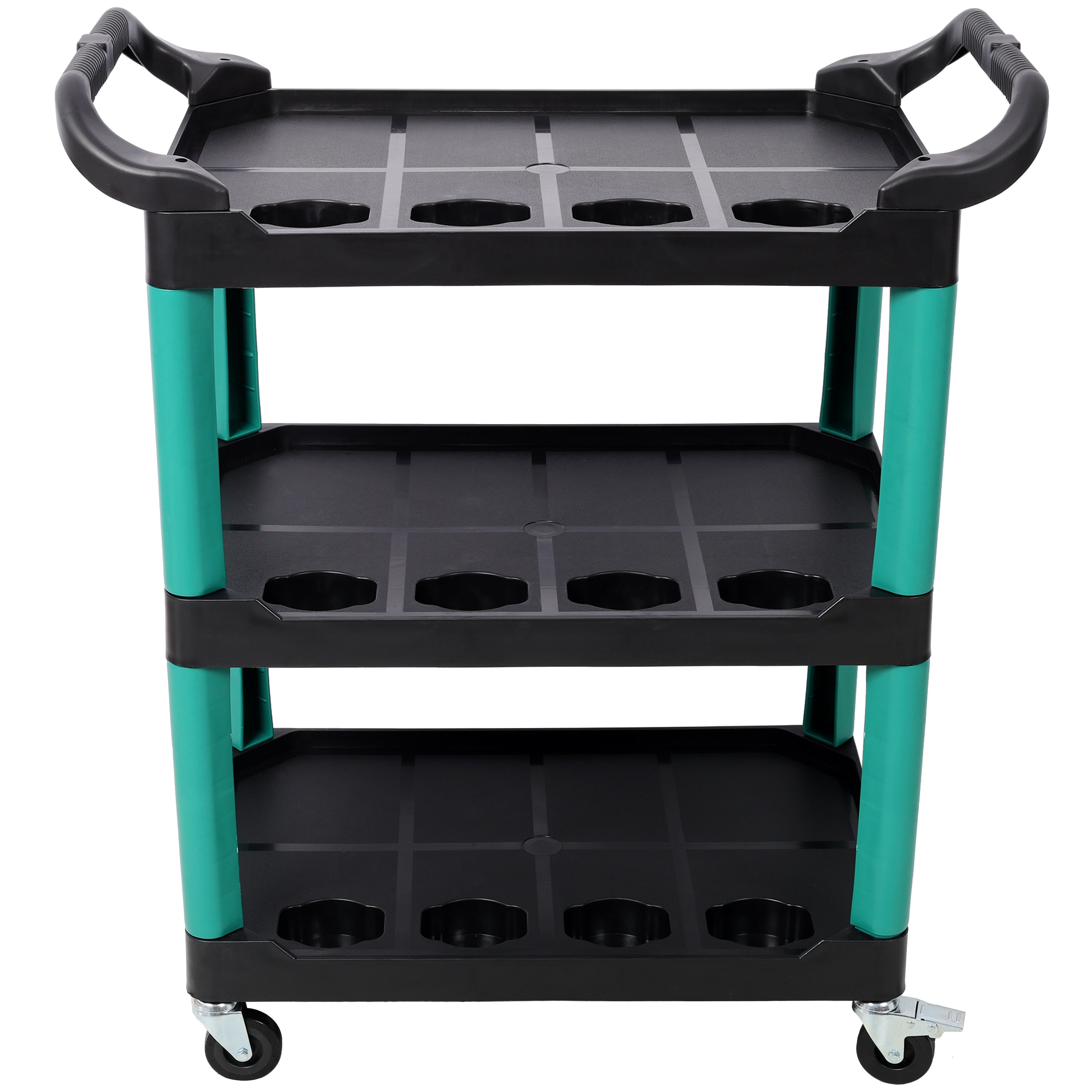 3 Tier Rolling Auto Detail Cart With Wheels,Car Wash Organizer for Detailers Garage, Workshop, Repair Shop, Storage Tool, Green&Black