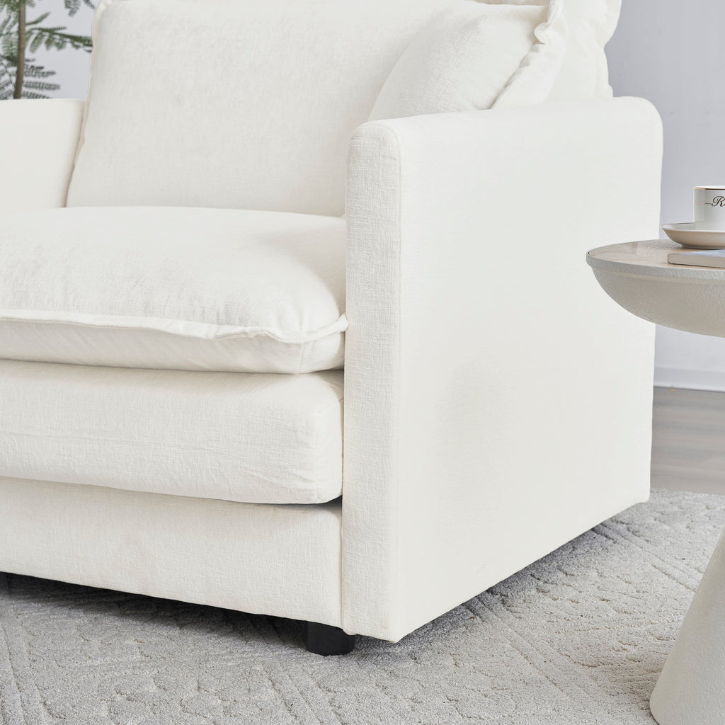 Comfortable Deep Seat Reversible Modular 6 Seater Sectional Super Soft Sofa U Shaped Sectional Couch with 3 Ottomans, 3 Toss Pillows and 2 Arm Pillows