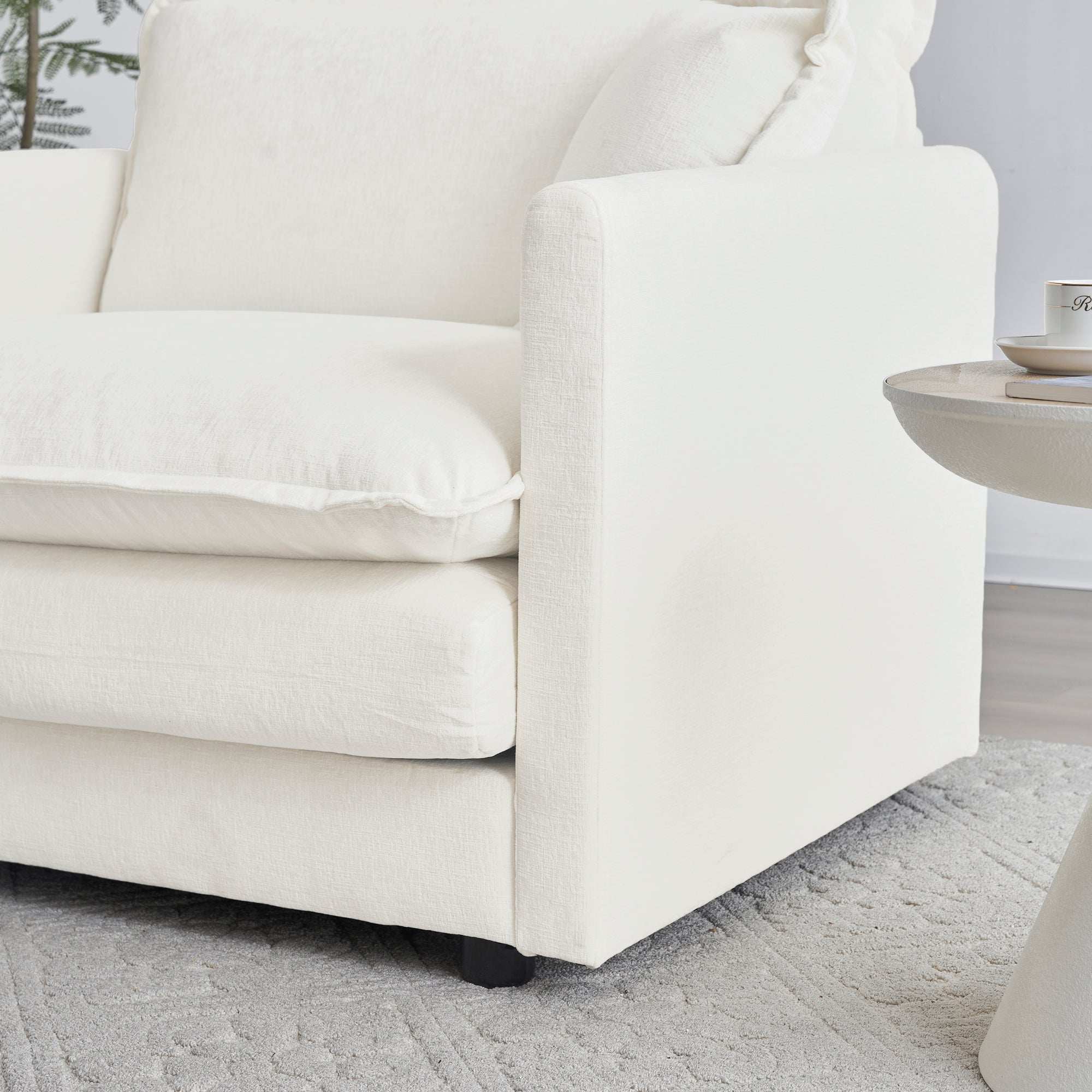 Comfortable Deep Seat Reversible Modular 6 Seater Sectional Super Soft Sofa U Shaped Sectional Couch with 3 Ottomans, 3 Toss Pillows and 2 Arm Pillows