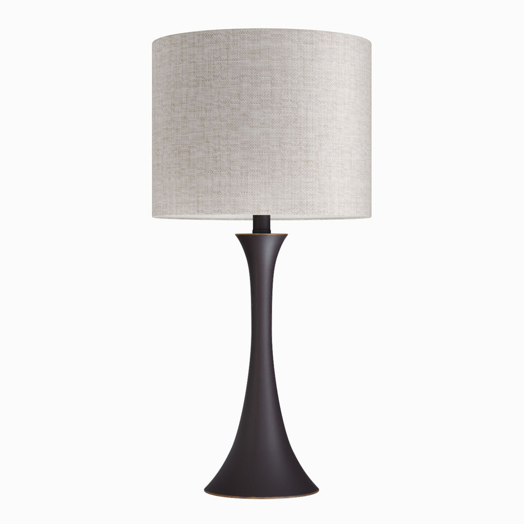 Lenuxe 24' Contemporary Metal Table Lamp in Oil Rubbed Bronze with Natural Linen Shade from Grandview Gallery by LumiSource - Set of 2