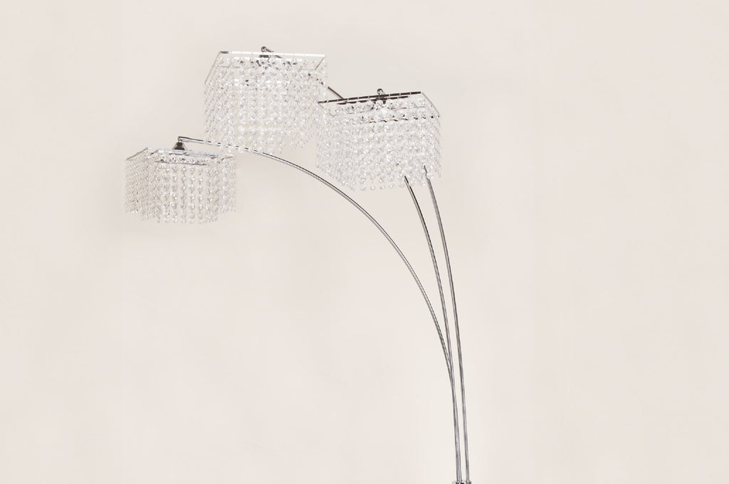 1pc Modern Design Classic Luxury Sleek Multi-head Floor Arc Lamp Crystal-like Accents Drape Living Room Curve Lamp