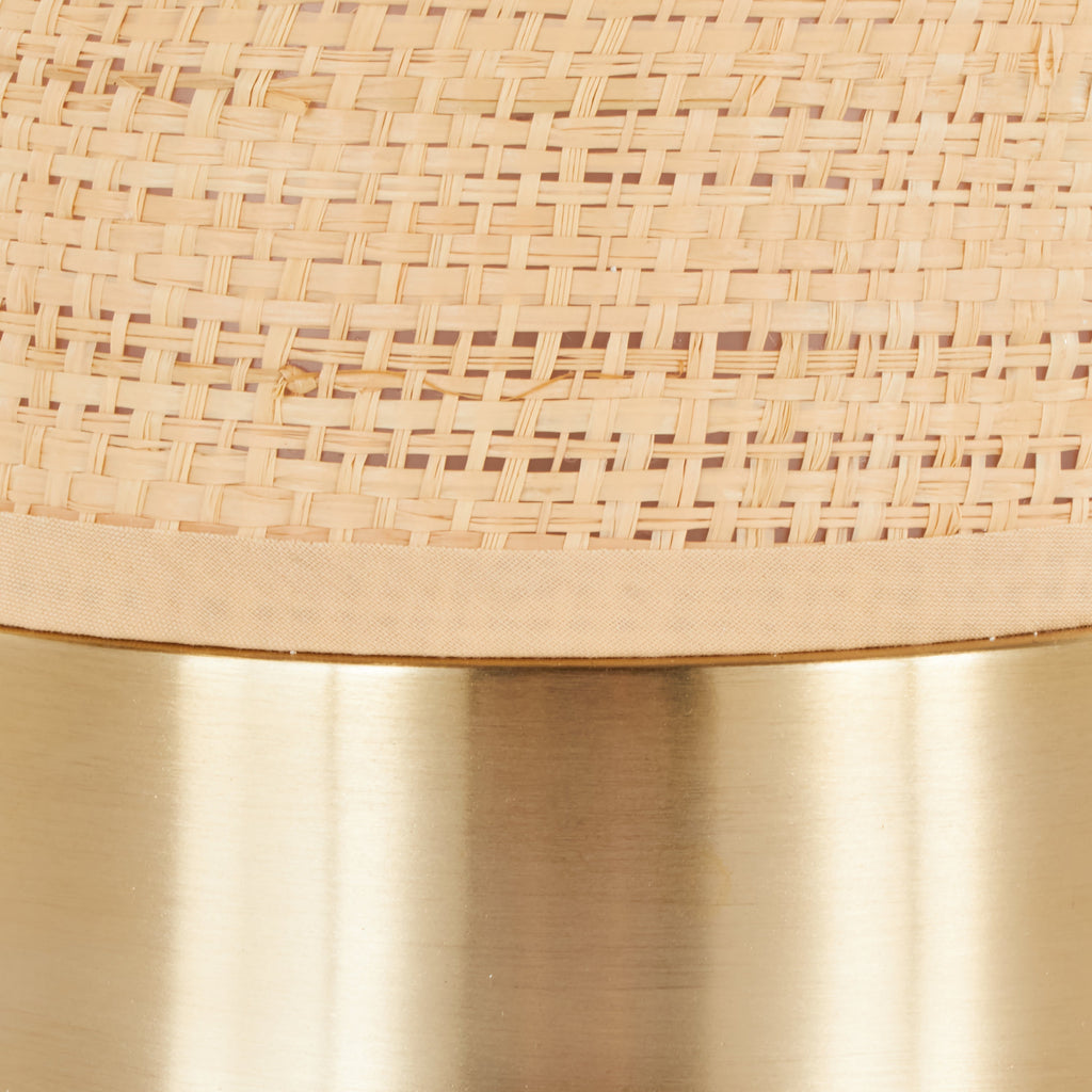 Cylinder Rattan 29' Contemporary Rattan Table Lamp in Royal Gold and Natural Rattan from Grandview Gallery by LumiSource