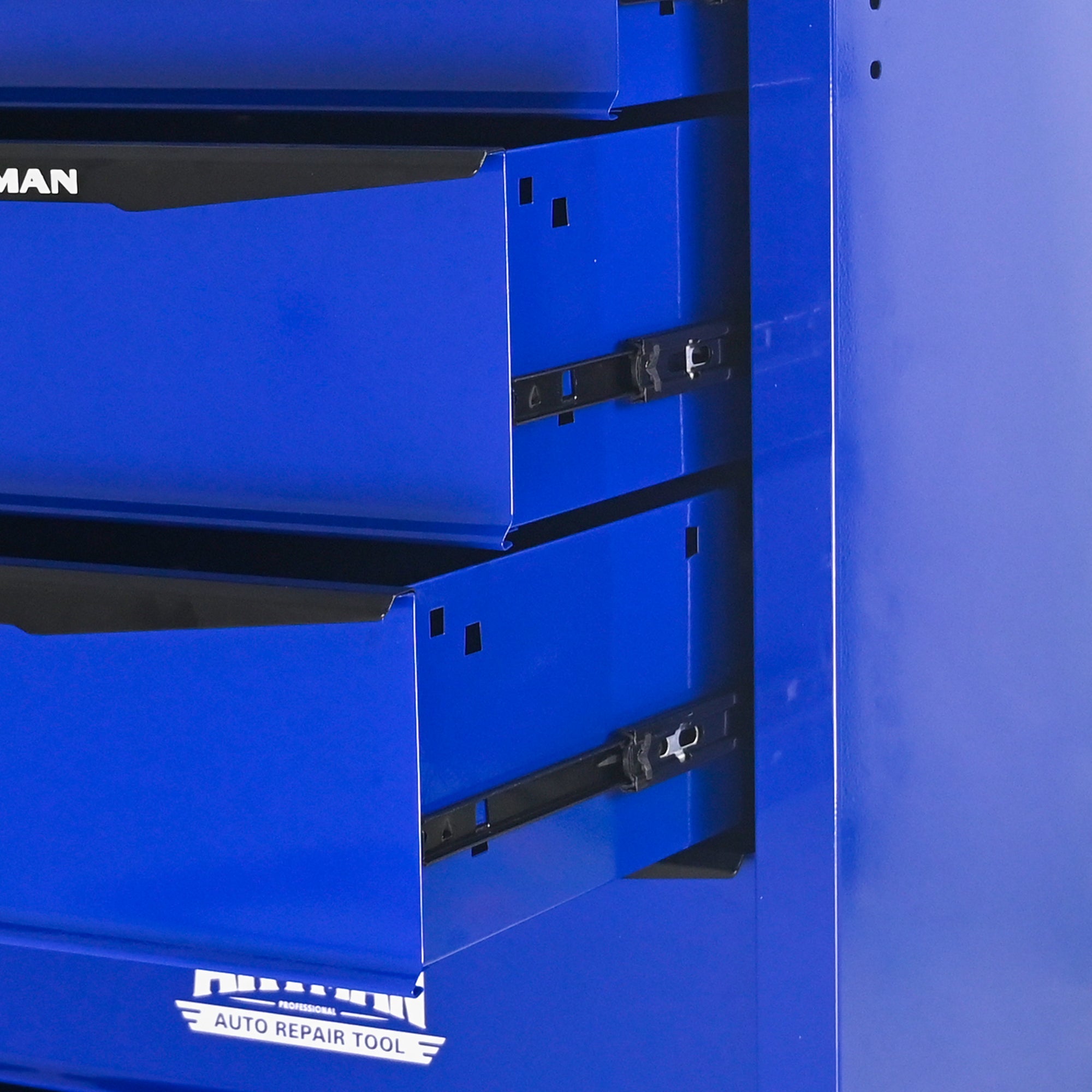 4 Drawers Multifunctional Tool Cart with Wheels,Metal Rolling Tool Cart Storage for Garage Workshop Warehouse Repair Shop--With  Stainless Steel Roof- BLACK&BLUE
