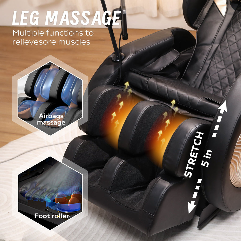 2025 Black Automatic Massage Chair Recliner with Zero Gravity and Full Body Air Pressure