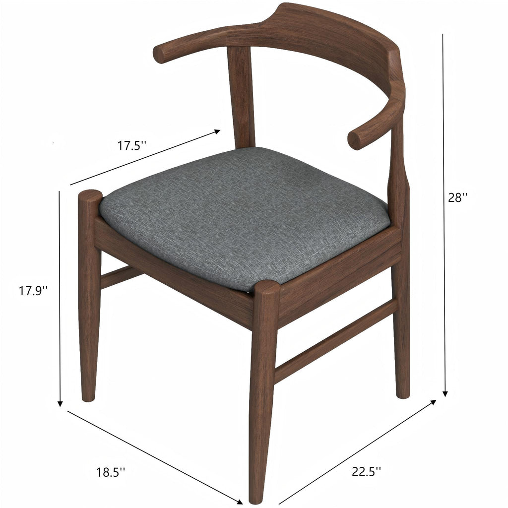 Daisy Mid-Century Modern Gray Fabric Dining Chair with Solid Wood Frame 18.50' L x 22.50' W x 28.00' H Farmhouse Kitchen Side Chairs with Foot Pegs (Set of 2)