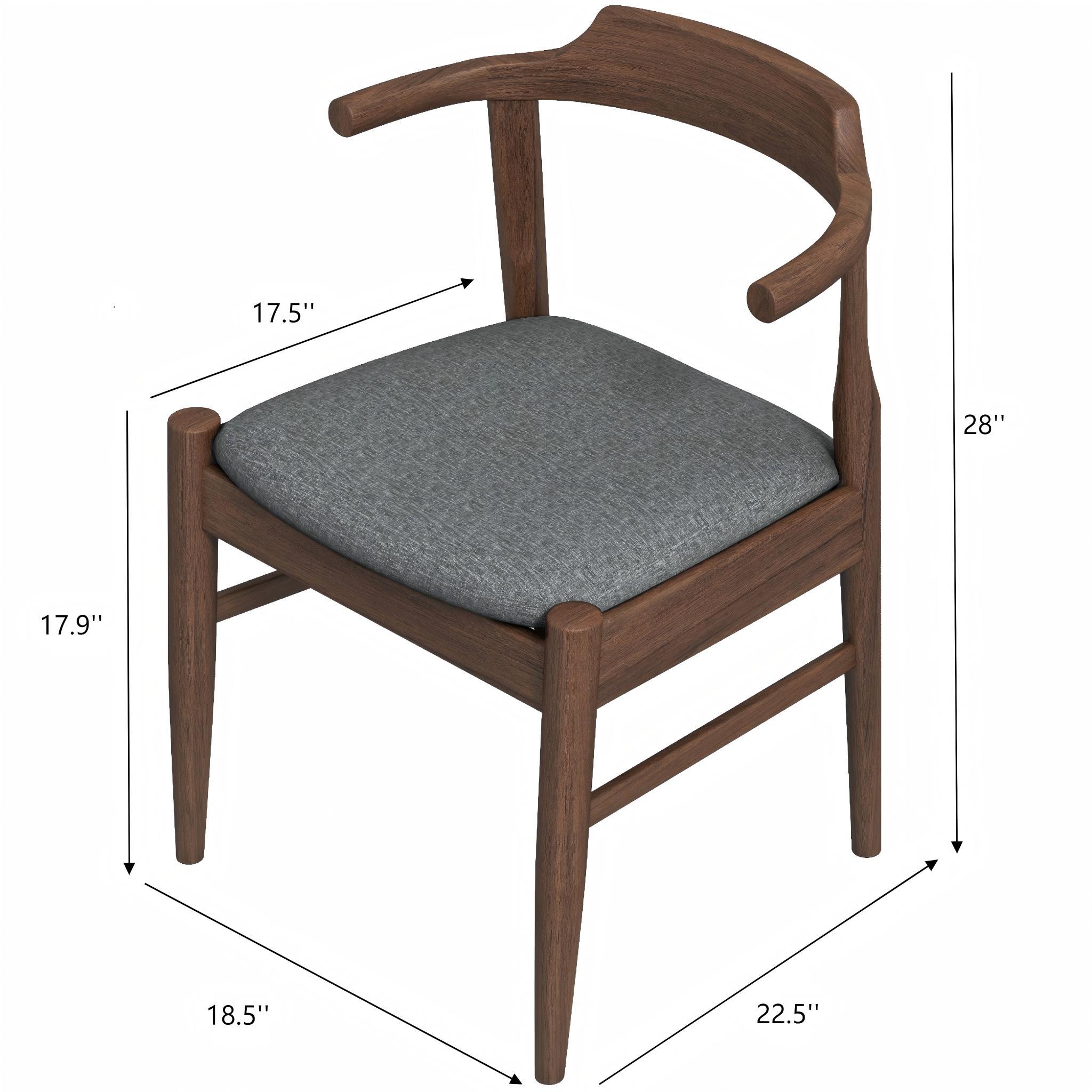 Daisy Mid-Century Modern Gray Fabric Dining Chair with Solid Wood Frame 18.50' L x 22.50' W x 28.00' H Farmhouse Kitchen Side Chairs with Foot Pegs (Set of 2)