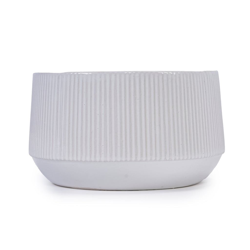 2 Pieces Ceramic Flowerpot, Modern Planter for Patio, Garden or Windowsills - Gloss White
