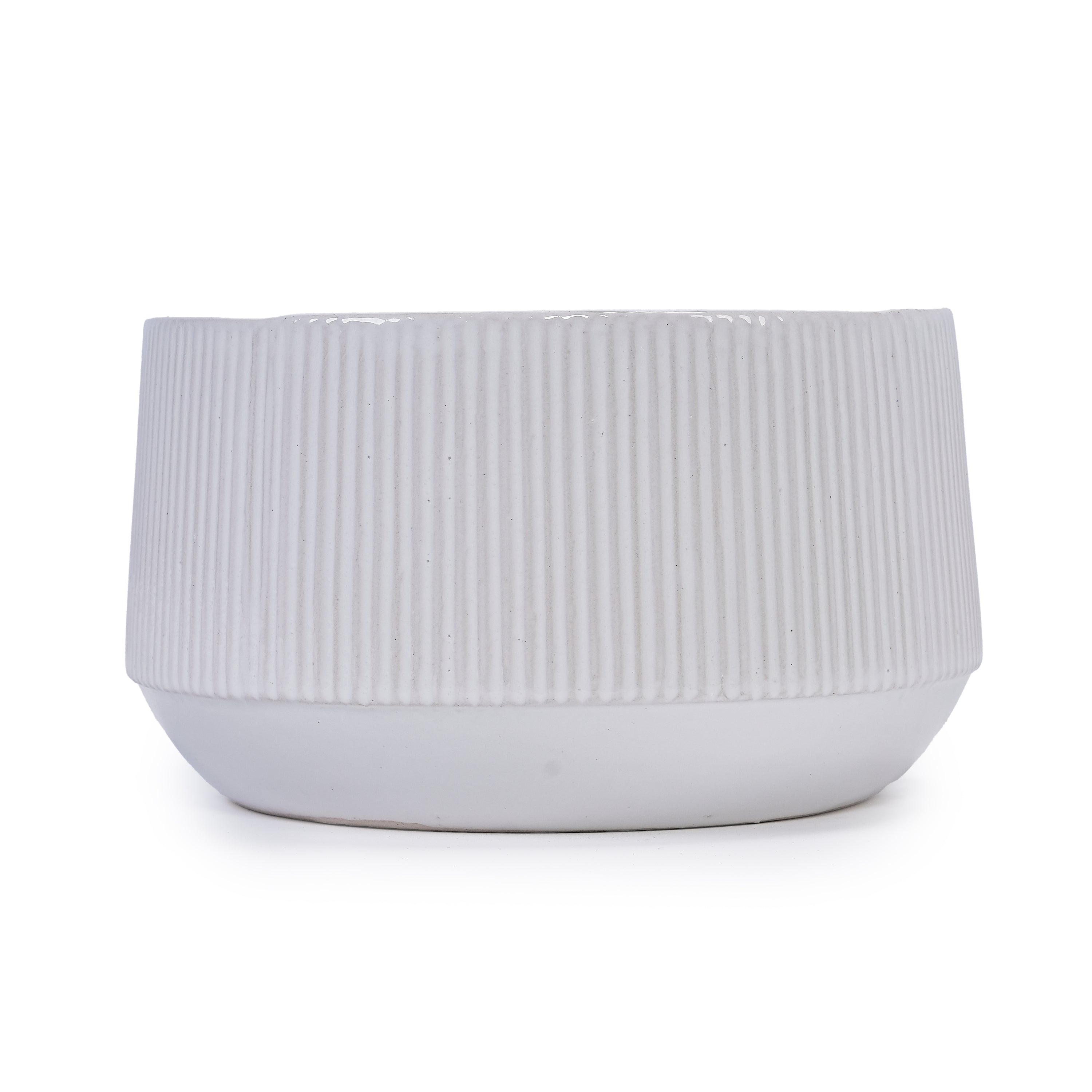 2 Pieces Ceramic Flowerpot, Modern Planter for Patio, Garden or Windowsills - Gloss White
