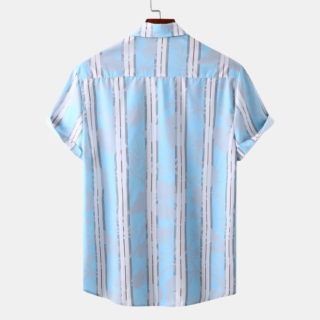 Casual Striped Short Sleeve Button-Up Shirt