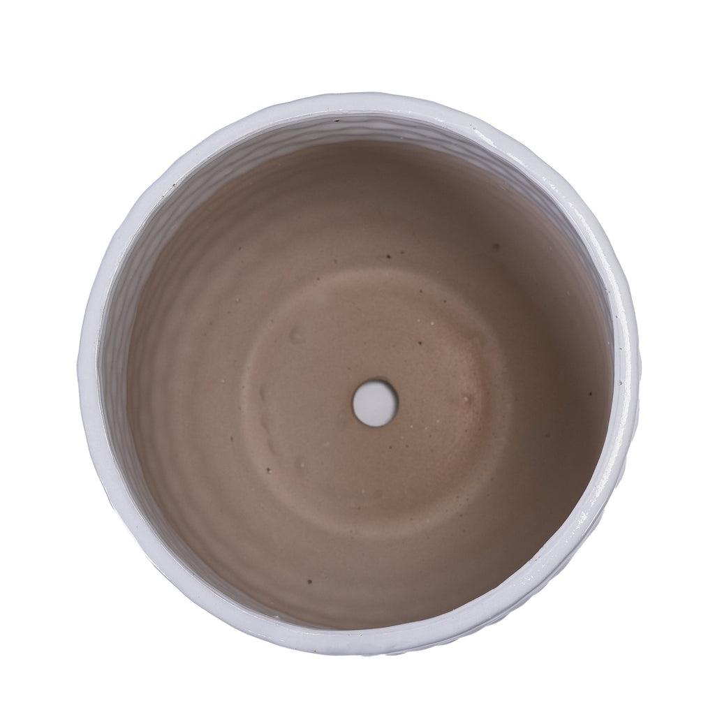3 Pieces Ceramic Flowerpot, Modern Planter for Patio, Garden or Windowsills - Matte White