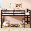 Solid Wooden, Rubber Wooden Twin Loft Bed with Ladder, Bed Platform of Strengthened Slats , Black