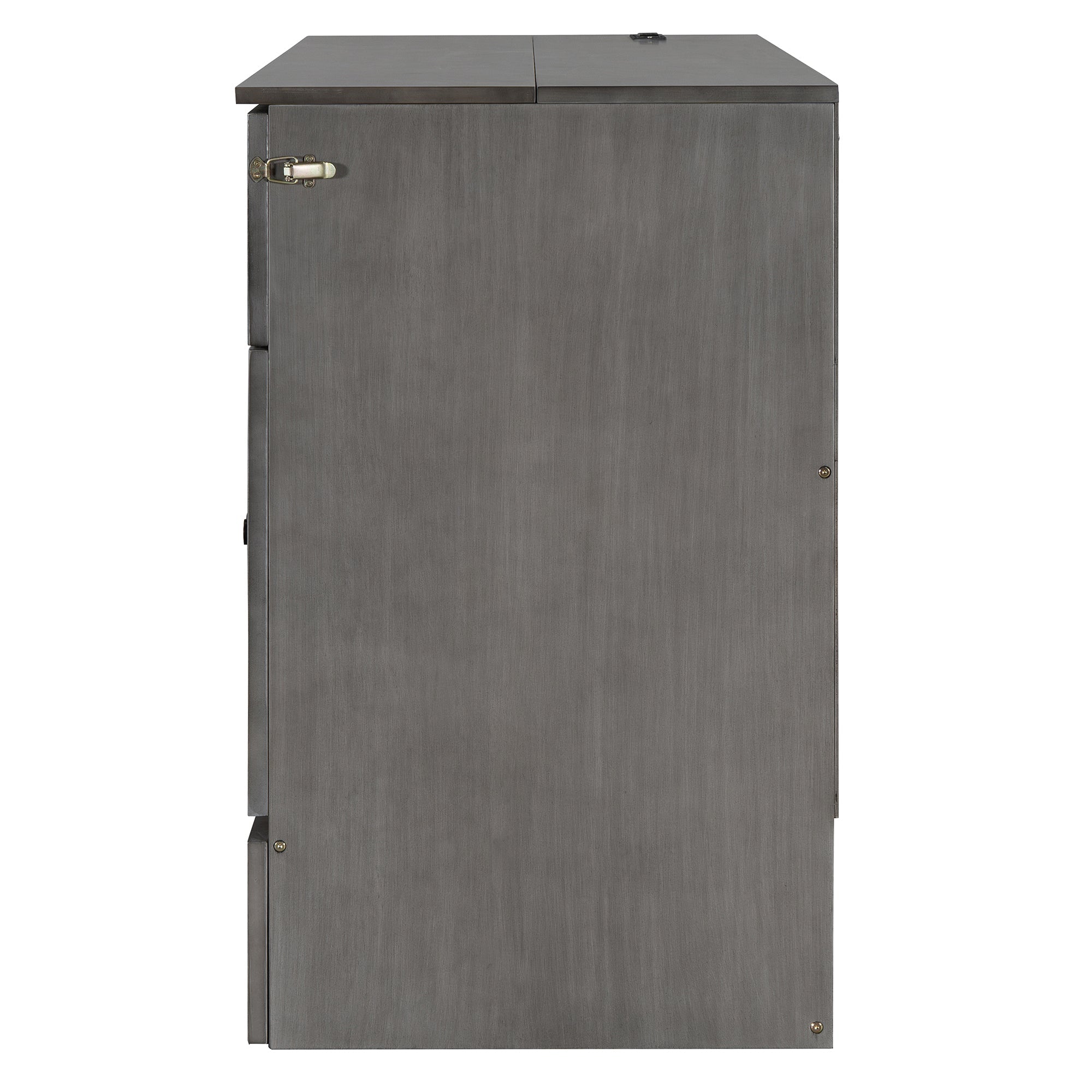 Queen Size Murphy Bed with Large Drawers & USB Ports,Brushed Gray