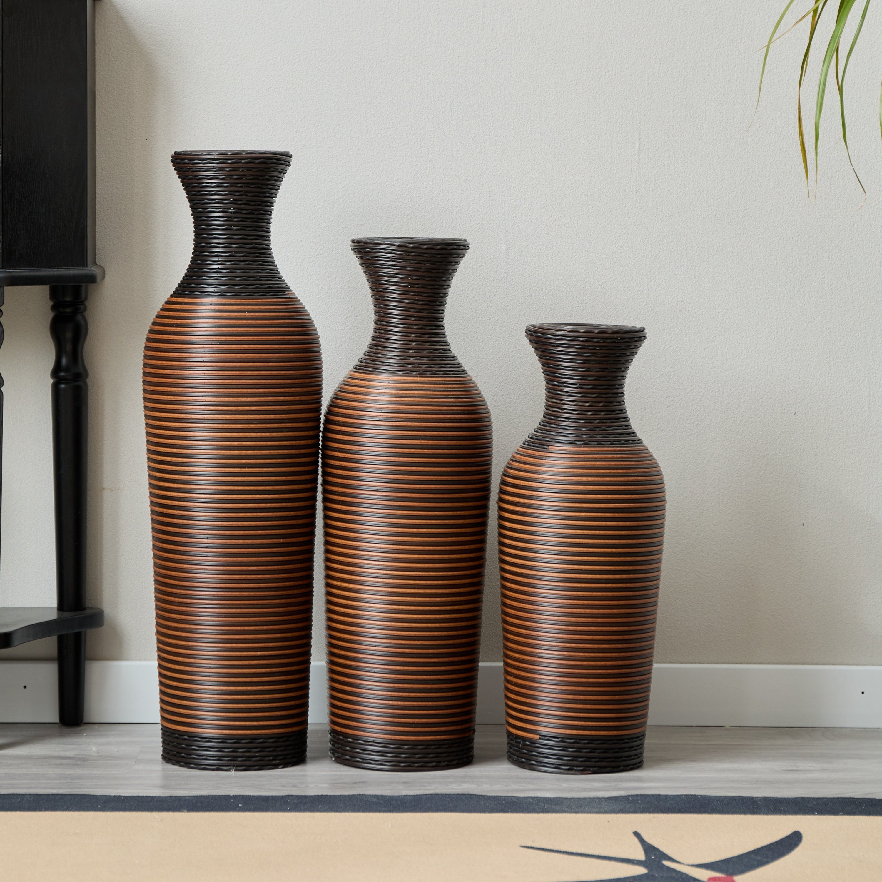 Desktop Vase, Brown Decorative Floor Vase, Classic and Neat Floor Vase, High Independent Flower Stand, Artificial Vine Vase, PVC Floor Vase, Home Decoration Flower Stand Set of 3 pieces