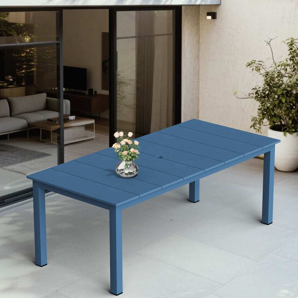 A single outdoor dining table that can be used in multiple scenarios