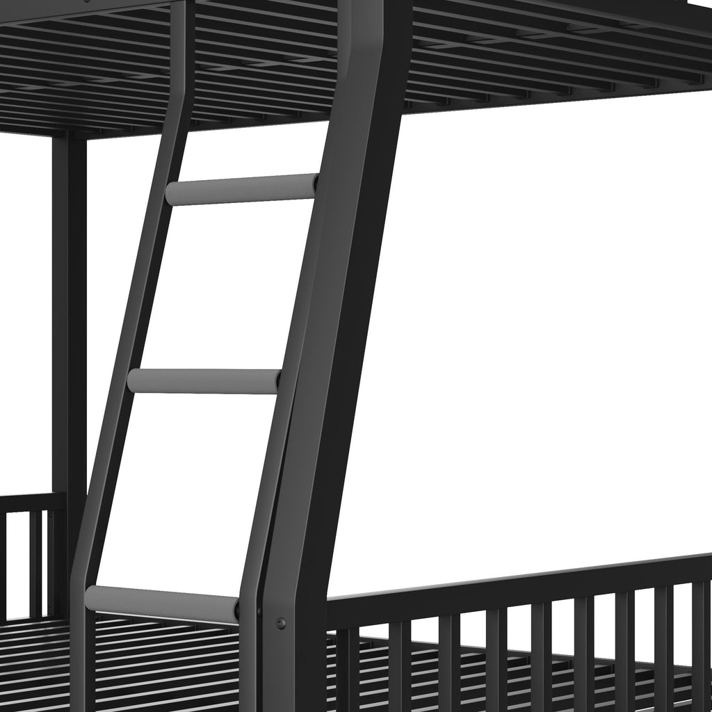 Full XL Over Queen Metal Bunk Bed with Ladder and Slats Support for Adults Teens, Black(Old SKU W2580S00002)