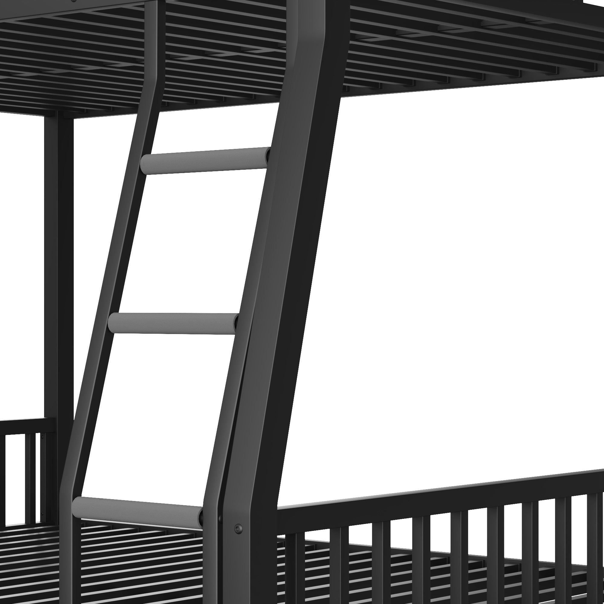 Full XL Over Queen Metal Bunk Bed with Ladder and Slats Support for Adults Teens, Black(Old SKU W2580S00002)