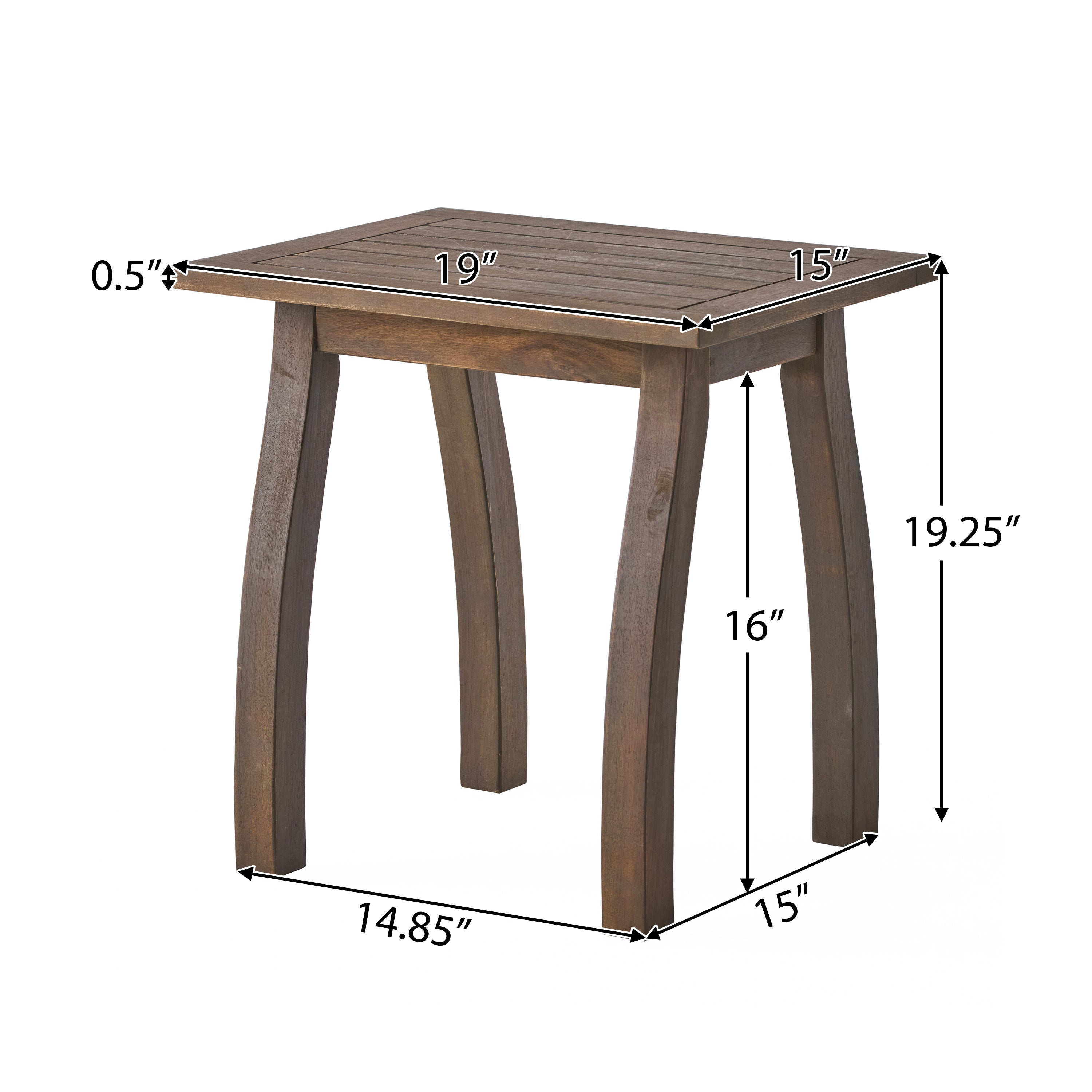 Kinesis Outdoor Side Table with Slatted Top and Wood Frame, Grey