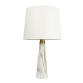 Enclave Hydro White Table Lamp with On/Off Switch Faux Marble Base Fabric Shade