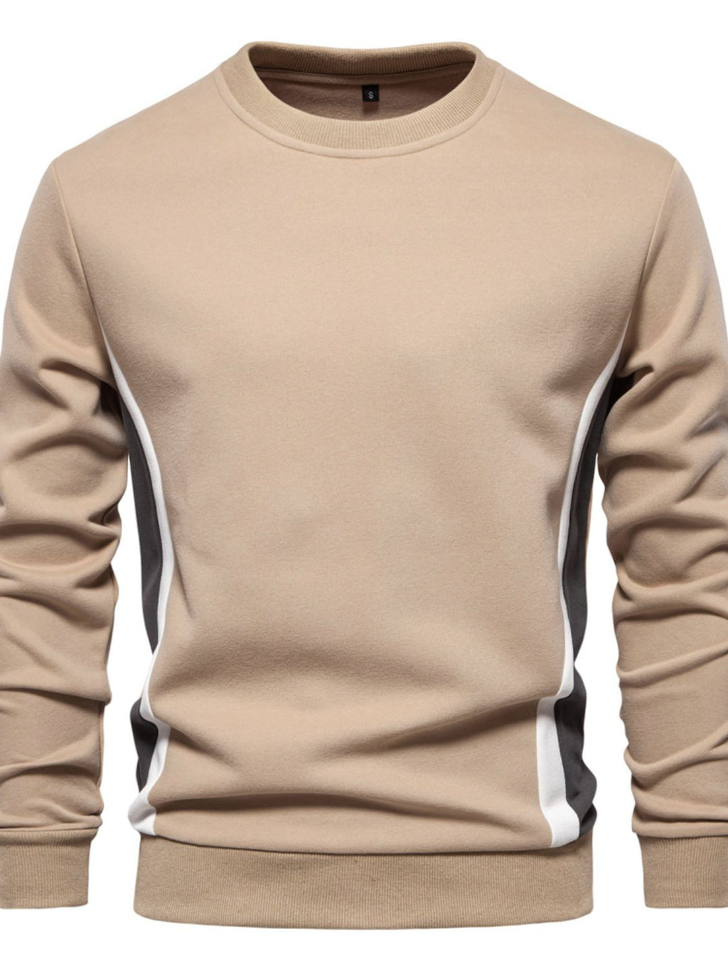 Side Striped Contrast Round Neck Sweatshirt