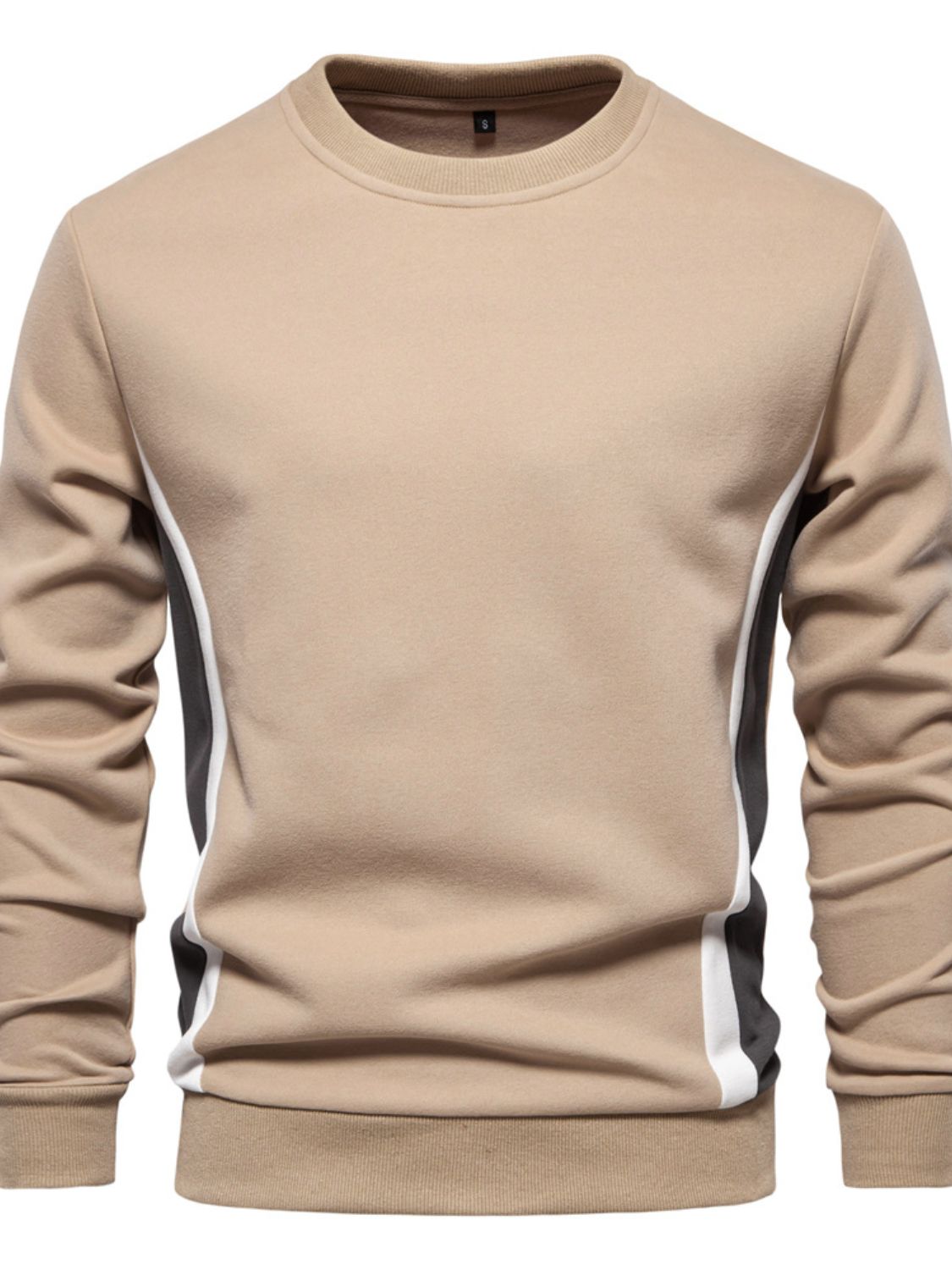 Side Striped Contrast Round Neck Sweatshirt