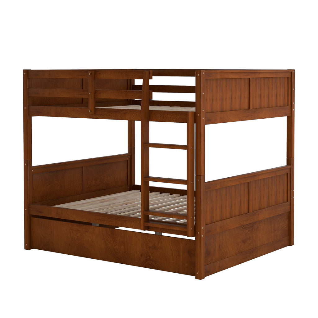 Hearth & Haven Full over Full Bunk Bed with Twin Size Trundle, Walnut