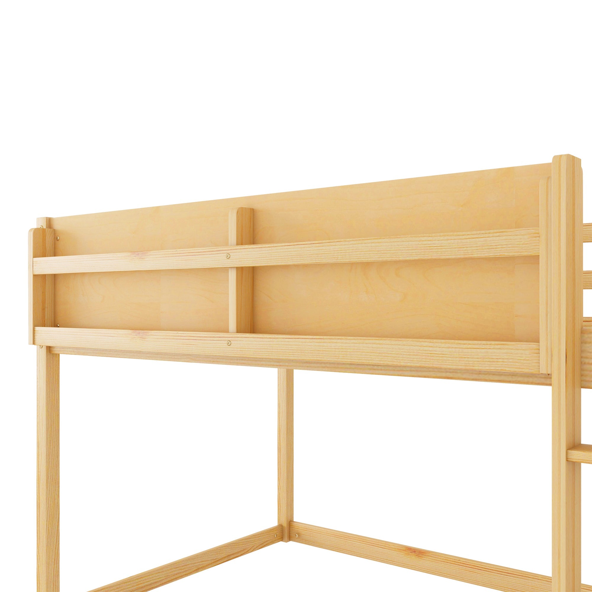 Low Twin Over Twin Bunk Bed, Floor Bunk Bed with Ladder, Solid Wood Twin Bunk Bed for Kids & Juniors, Natural(Expect Arrival Date 2025/11/25)