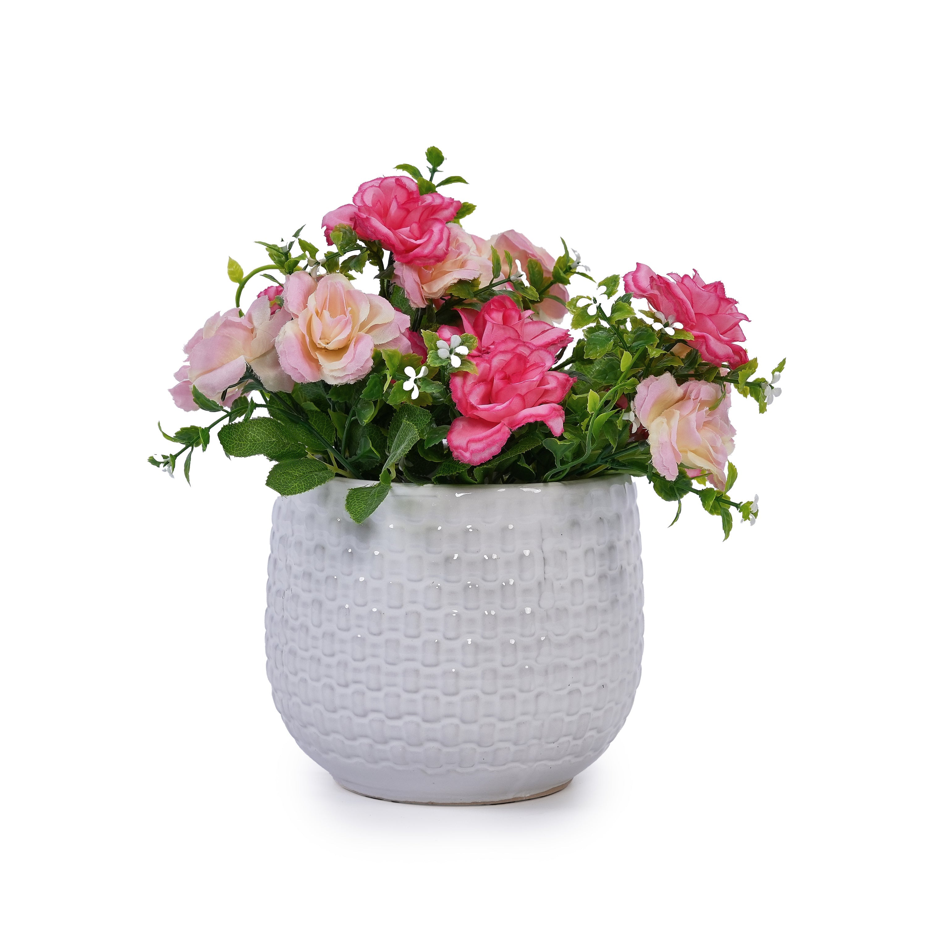 3 Pieces Ceramic Flowerpot, Modern Planter for Patio, Garden or Windowsills - Matte White