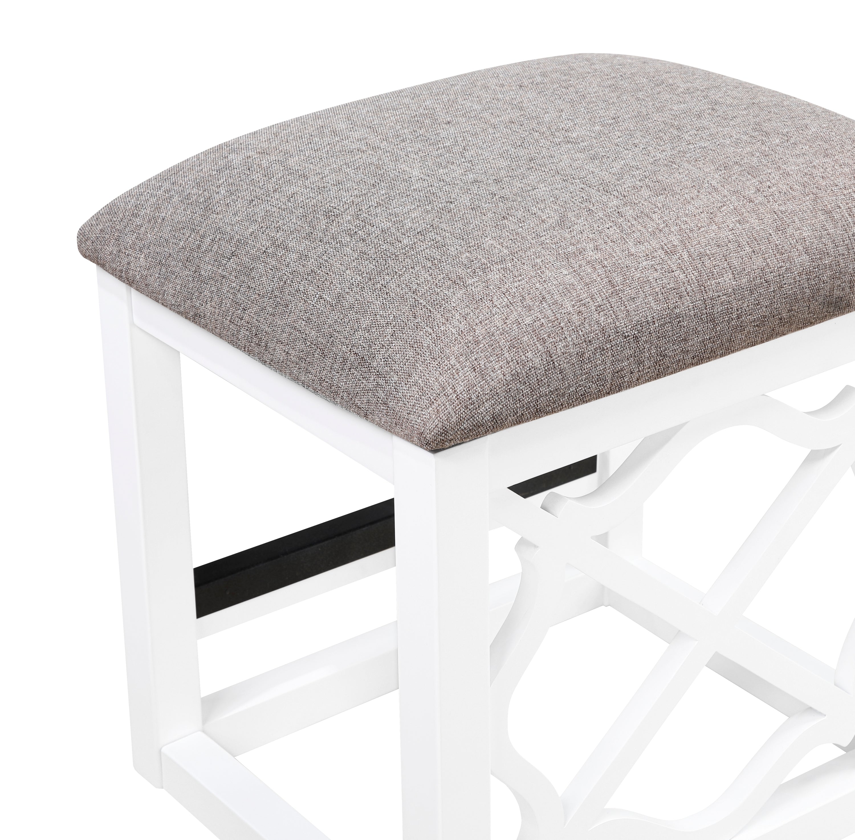 Desks and Stool Set 3pc White Finish Rolling Desk with Casters, 2 Charging ports Home Office Furniture