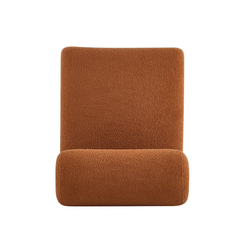 Modern Boucle Lounge Chair with Solid Wood Frame and Rolled Backrest, Soft and Durable Boucle Upholstery, Ideal for Living Room, Bedroom, or Office